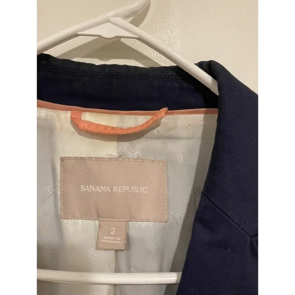 Banana Republic Women's Navy Blue Double Breasted Blazer Brass Buttons Size‎ 2 - Picture 5 of 11